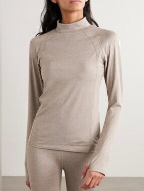 Varley Bradford Stone Gray Athletic Top Mock Necklace